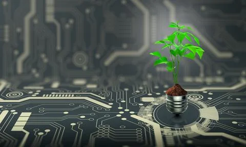 Green Computing, Green Technology, Green IT, csr, and IT ethics Concept. Stock Illustration