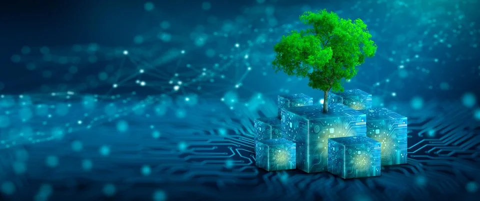 Green Computing, Green Technology, Green IT, csr, and IT ethics Concept. Stock Illustration