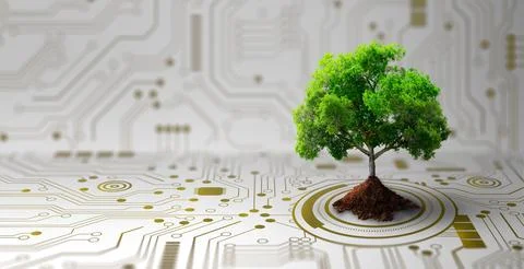 Green Computing, Green Technology, Green IT, csr, and IT ethics Concept. Stock Illustration
