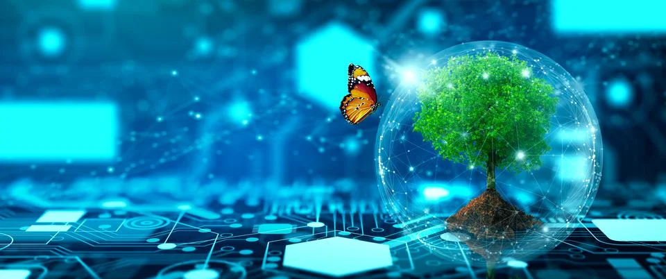 Green Computing, Green Technology, Green IT, csr, and IT ethics Concept. Foto stock