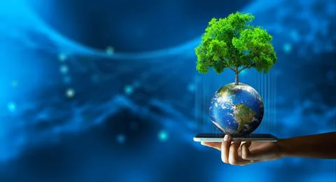 Green Computing, Green Technology, Green IT, csr, and IT ethics Concept. 스톡 사진