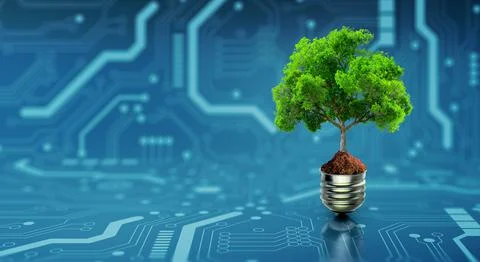 Green Computing, Green Technology, Green IT, csr, and IT ethics Concept. 스톡 사진