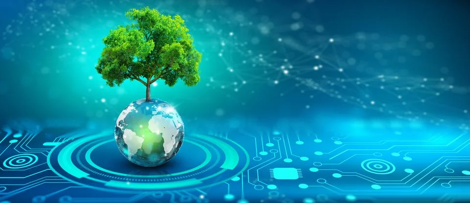 Green Computing, Green Technology, Green IT, csr, and IT ethics Concept. 库存照片