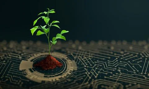 Green Computing, Green Technology, Green IT, csr, and IT ethics Concept. Stock Photos