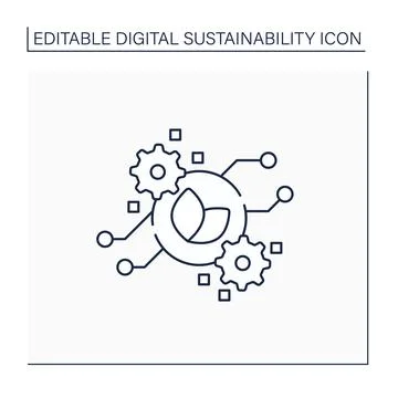 Green computing line icon Ilustração Stock