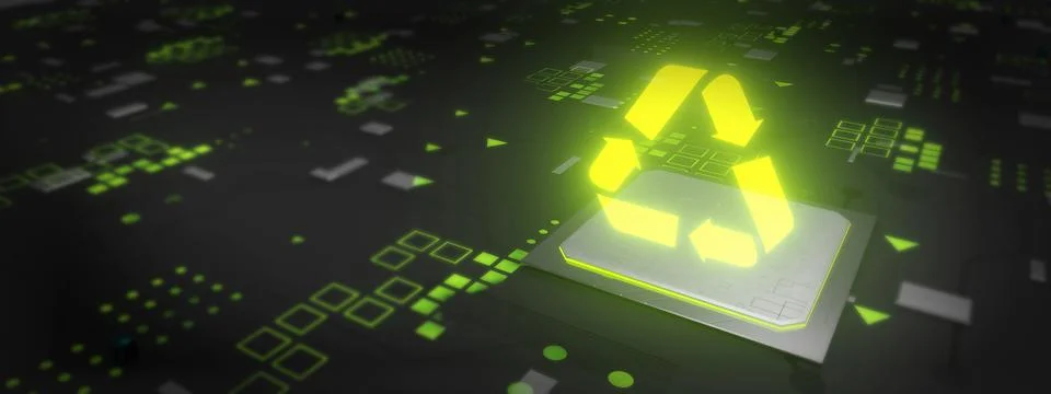 Green computing recycle cpu processor circuit board Иллюстрация