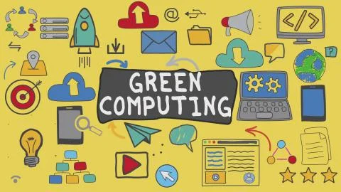 Green Computing, Yellow Illustration Graphic Technology Concept Stock Illustration