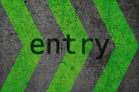 Green concrete arrows entry Stock Photos