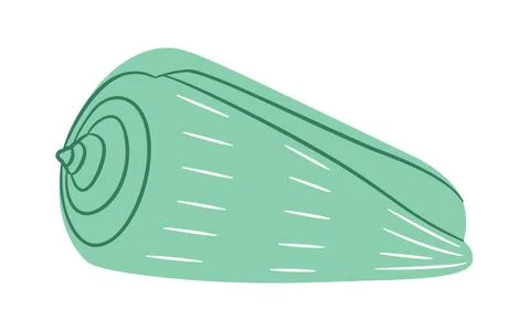 Green cone seashell, flat style isolated. Illustrazione stock