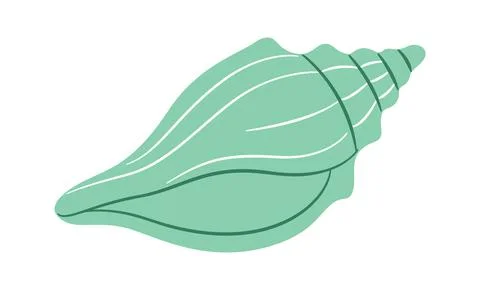 Green cone seashell, flat style isolated. Illustrazione stock