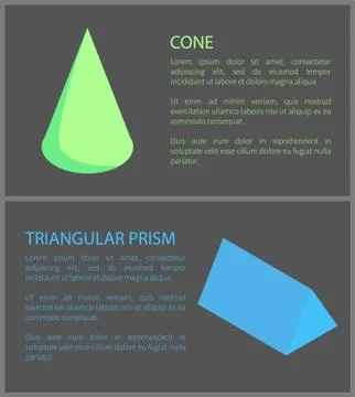 Green Cone with Triangular Prism, Colorful Banner Stock Illustration