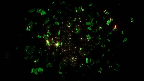 Green confetti and star explosion particle animation Video stock 148072955