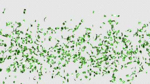 Green confetti are falling on Transparent Background. Alpha channel.  Stock Footage 278856183