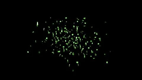 Green Confetti explodes on a black background Stock Photos