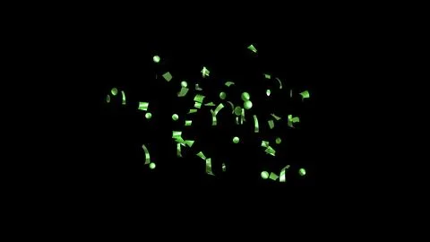 Green Confetti explodes on a black background Stock Photos
