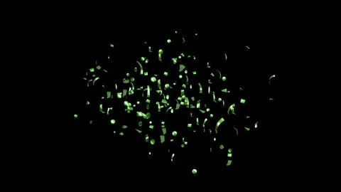 Green Confetti explodes on a black background Stock Photos