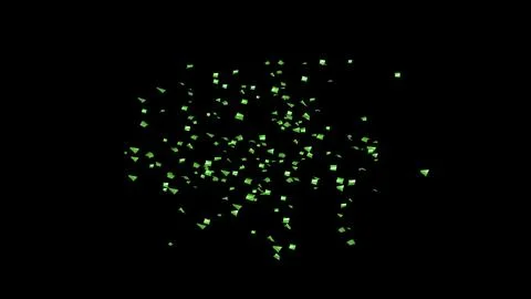 Green Confetti explodes on a black background Stock Photos
