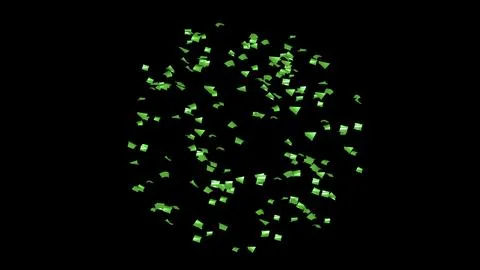 Green Confetti explodes on a black background Stockfoto's