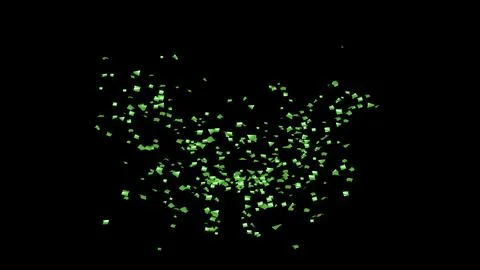 Green Confetti explodes on a black background Stock Photos