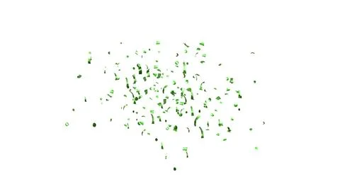 Green Confetti explodes on a white background Stock Photos