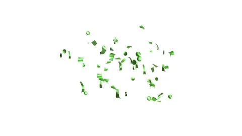 Green Confetti explodes on a white background Stock Photos