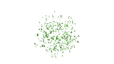 Green Confetti explodes on a white background Stock Photos