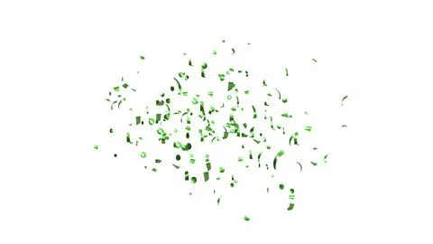 Green Confetti explodes on a white background Stock Photos