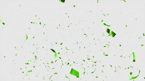 Green Confetti Falling on Alpha Background, Luma Matte Channel. Stock Footage 253231795