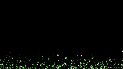 Green confetti falling on the black, blue screen With Matte Channel Stock Footage 279875763