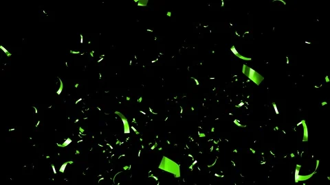 Green Confetti Falling on a a Black, Green, Blue and White Background. Stock Footage 253416903