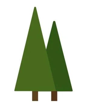 Green conifer tree vector icon isolated on white background. Stock Illustration