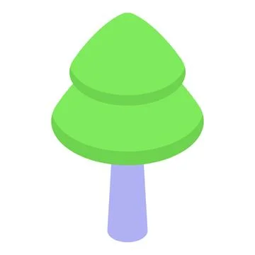 Green coniferous tree growing isometric illustration Stock Illustration