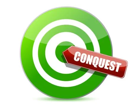 Green conquest darts target aim on white background Stock Illustration