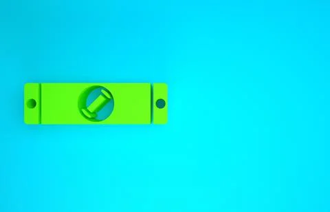 Green Construction bubble level icon isolated on blue background. Waterpas, m Stockillustratie