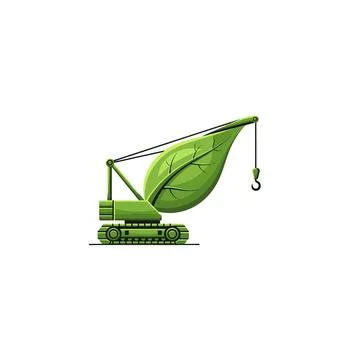Green construction crane with leaf arm Stock Illustration