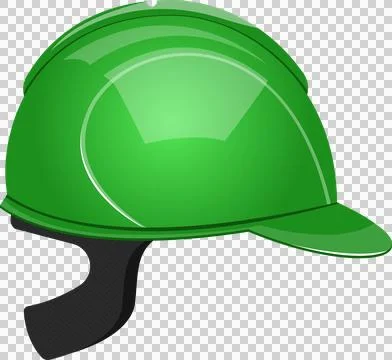 Green construction hard hat, protective safety gear for workers. Bright col.. Stock Illustration