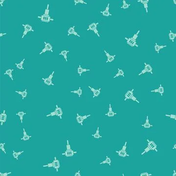 Green Construction jackhammer icon isolated seamless pattern on green background Illustrazione stock