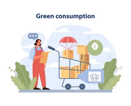 Green Consumption concept. Flat vector illustration 스톡 일러스트