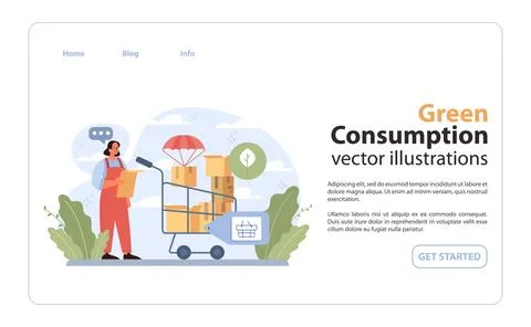 Green Consumption concept. Flat vector illustration Illustrazione stock