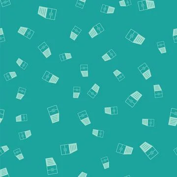 Green Container icon isolated seamless pattern on green background. Crane lifts イラスト素材