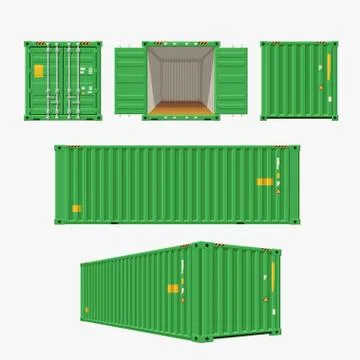 Green container set on white Stock Illustration
