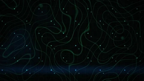 Green Contour Lines with Glowing Dots and Blue Light for Technology Backgroun Stock Footage 343711529