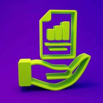 Green Contract in hand icon isolated on purple-blue background. Insurance c.. Stock Illustration