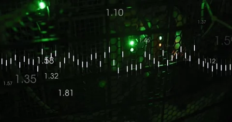 Green control lights on computer servers in tech room Stock Footage 328150457