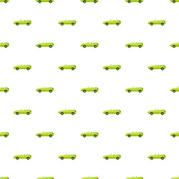 Green convertible car seamless pattern background Illustrazione stock