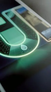 Green cooling interface displays leaf and ventilation controls Stock Photos