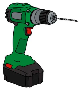 Green cordless drill Stock Illustration