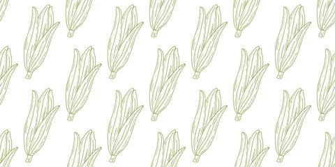 Green corn cobs seamless pattern in doodle sketch style 스톡 일러스트