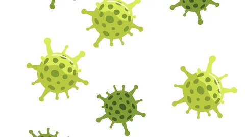 Green coronavirus bacteria cells floating in empty white background medical.. Stock Footage 339047094