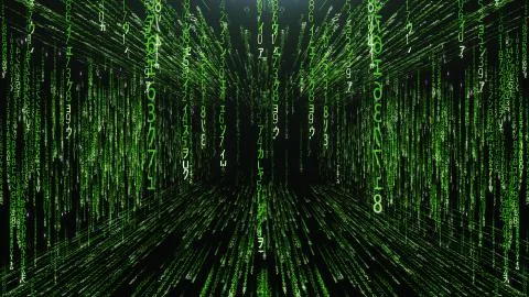 Green corridor from the matrix code Stock Illustration